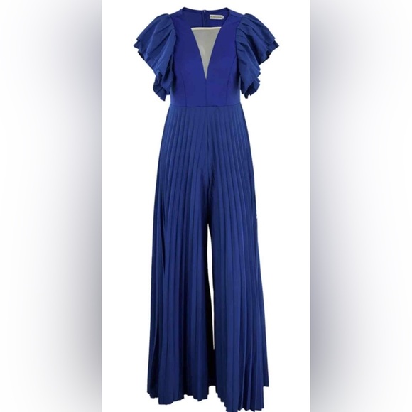 Blue Sexy Elegant Solid Patchwork V Neck Evening Dress Plus Size Dresses - Picture 3 of 7